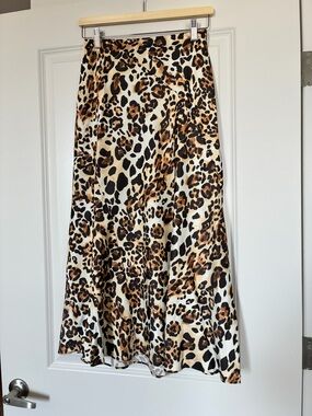& OTHER STORIES Satin Leopard Print Midi Skirt - White, Brown & Black